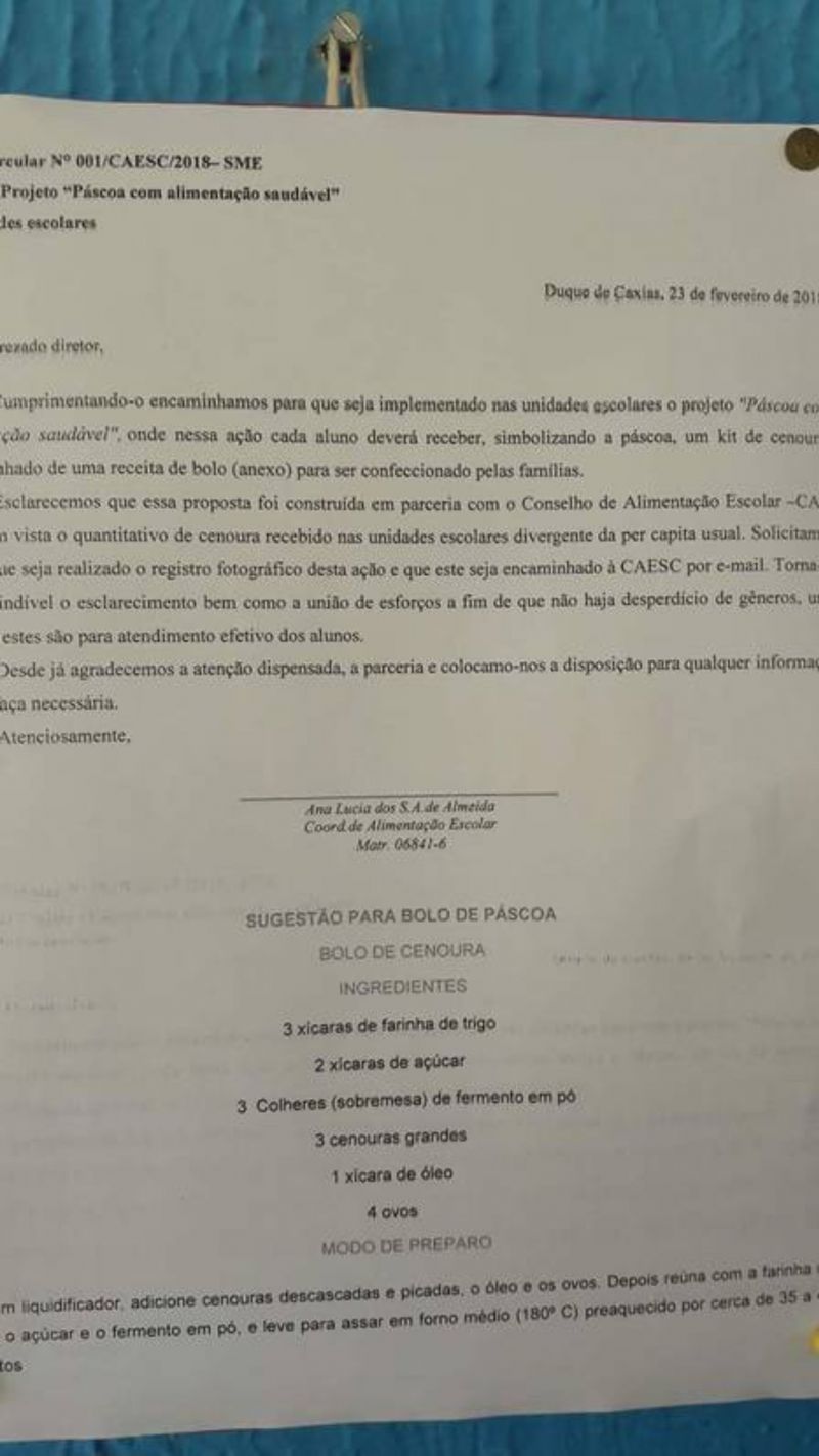 Receita do bolo de cenoura
